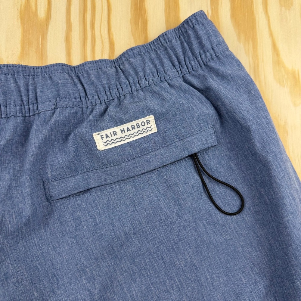 Fair Harbor Anchor Blue Heathered Lined Swim Trunks Shorts Mens XL 7.5 Inseam - Picture 2 of 7